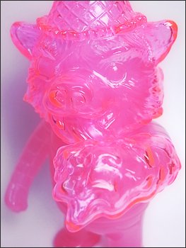 Randall - Clear Pink & Milky Pink figure by Bwana Spoons, produced by Gargamel. Detail view.