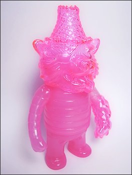 Randall - Clear Pink & Milky Pink figure by Bwana Spoons, produced by Gargamel. Side view.