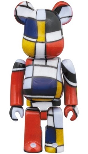 Piet Mondrian BE@RBRICK 100％ figure, produced by Medicom Toy. Front view.