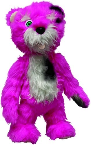 Pink Teddy Bear figure, produced by Mezco Toyz. Front view.