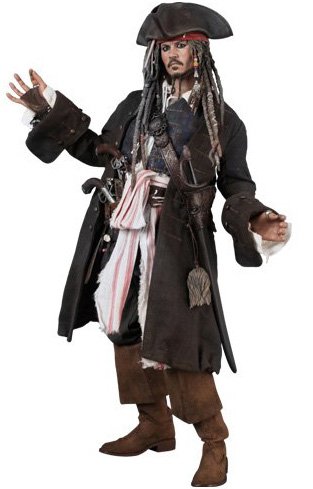 Pirates of the Caribbean Jack Sparrow DX 06 figure, produced by Hot Toys. Front view.