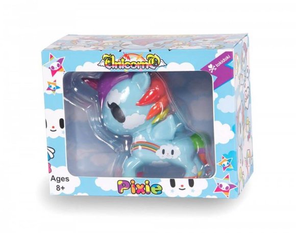 Pixie Unicorno figure by Simone Legno (Tokidoki), produced by Tokidoki. Packaging.