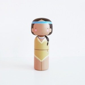 Pocahontus Kokeshi figure by Sketch.Inc. Front view.