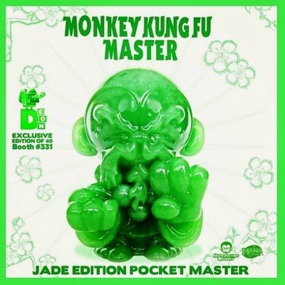 Pocket Monkey Kung Fu Master - Jade figure by Jerome Lu, produced by Mana Studios. Front view.