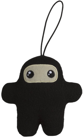Pocket Wee Ninja - Black figure by Shawn Smith (Shawnimals), produced by Kidrobot. Front view.