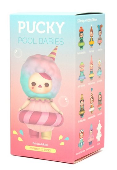 Poko Baby figure by Pucky, produced by Pop Mart. Packaging.