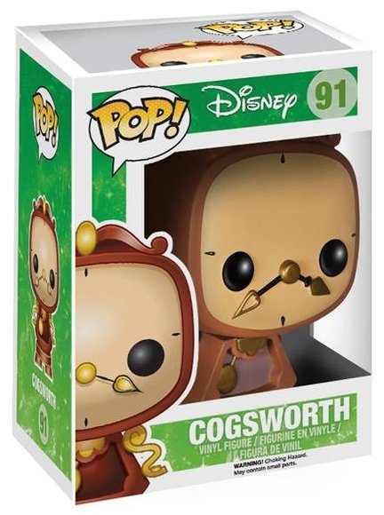 POP! Disney - Cogsworth figure by Disney, produced by Funko. Packaging.