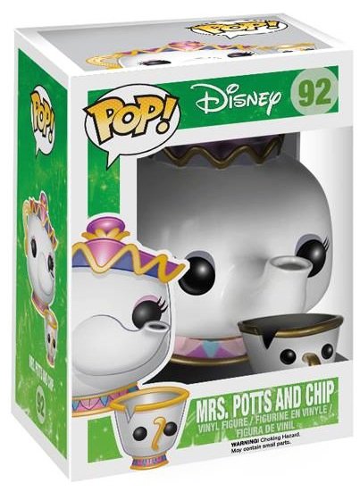 POP! Disney - Mrs. Potts and Chip figure by Disney, produced by Funko. Packaging.