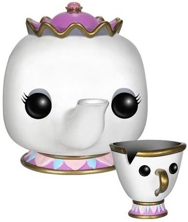 POP! Disney - Mrs. Potts and Chip figure by Disney, produced by Funko. Front view.