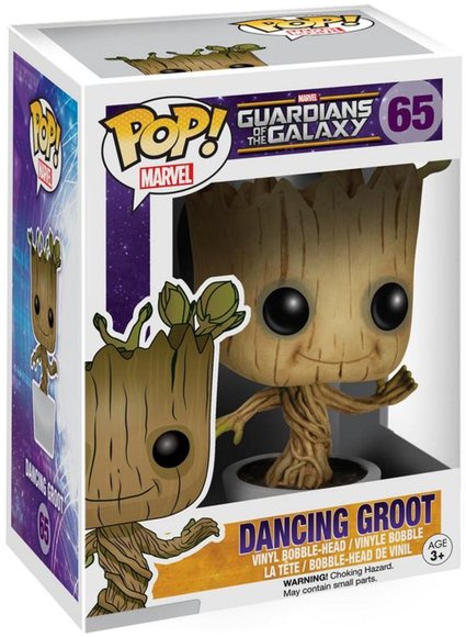 POP! Guardians of the Galaxy - Dancing Groot figure by Marvel, produced by Funko. Packaging.