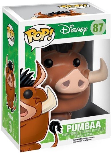 POP! Lion King - Pumbaa figure by Disney, produced by Funko. Packaging.