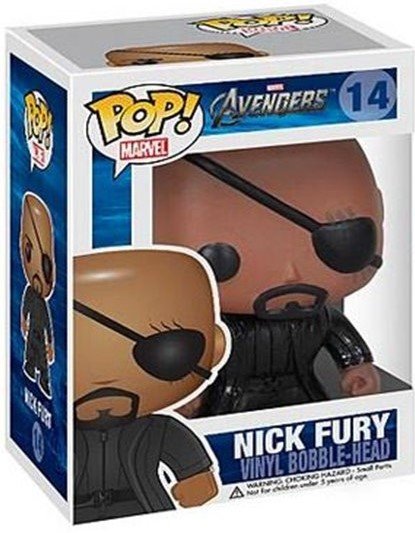 POP! The Avengers - Nick Fury figure by Marvel, produced by Funko. Packaging.