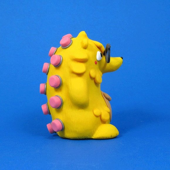 Prickly Pencil Pusher figure by Frank Kozik X Jenn & Tony Bot. Side view.