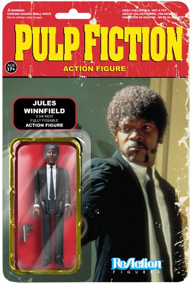 Pulp Fiction Action Figure - Jules Winnfield figure by Super7, produced by Funko. Packaging.