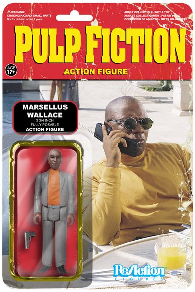 Pulp Fiction Action Figure - Marsellus Wallace figure by Super7, produced by Funko. Packaging.