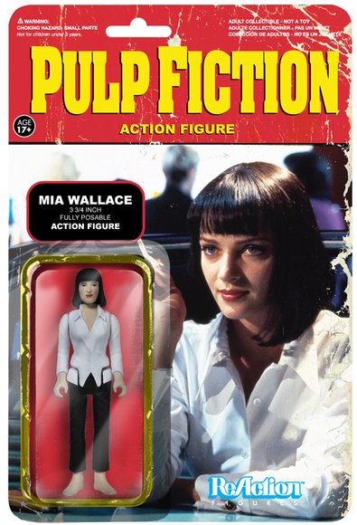 Pulp Fiction Action Figure - Mia Wallace figure by Super7, produced by Funko. Packaging.