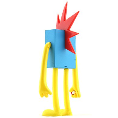 Punky Box figure by Doma, produced by Kidrobot. Back view.