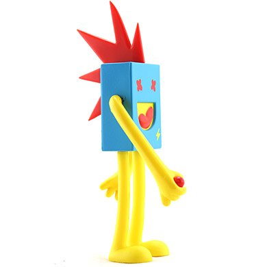 Punky Box figure by Doma, produced by Kidrobot. Side view.