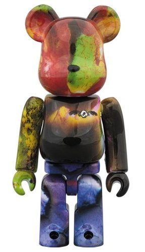 PUSHEAD 3 different colors BE@RBRICK 100% figure, produced by Medicom Toy. Front view.