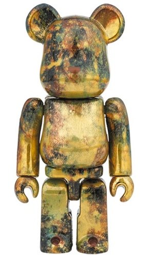 PUSHEAD #5 GOLD BE@RBRICK 100% figure, produced by Medicom Toy. Front view.