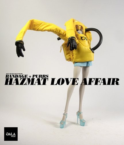 Rad Love Yellow Hazmart Girl - Isobelle figure by Ashley Wood, produced by Threezero. Front view.