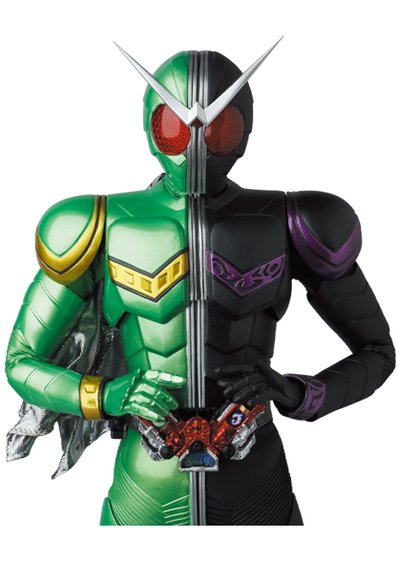 RAH Kamen Rider W Cyclone Joker (Ver.2.0) figure, produced by Medicom Toy. Detail view.
