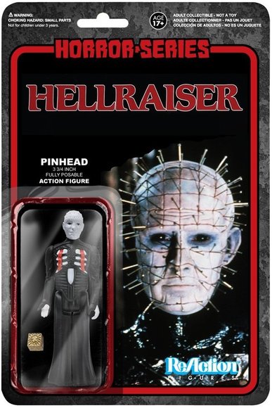 ReAction Horror Series - Hellraiser Pinhead figure by Super7, produced by Funko. Packaging.
