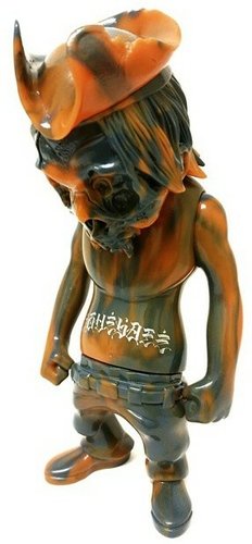 Rebel Captain (Orange/Grey Marbled) figure by Usugrow X Pushead, produced by Secret Base. Front view.