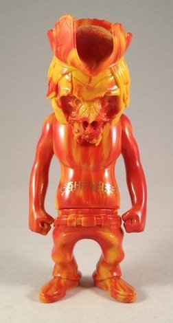 Rebel Captain (Red/Yellow Marbled) figure by Usugrow X Pushead, produced by Secret Base. Front view.