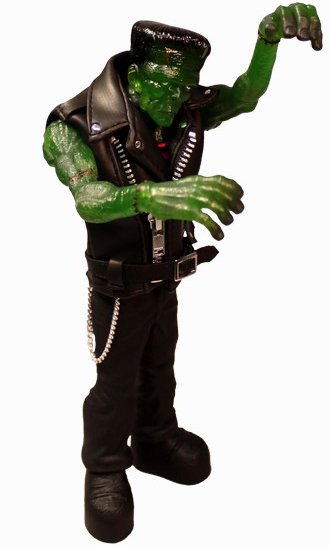 Rebel Frankenstein figure, produced by Mezco Toyz. Front view.