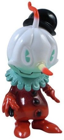Red Glitter Frost Jack figure by Brandt Peters, produced by Tomenosuke + Circus Posterus. Front view.