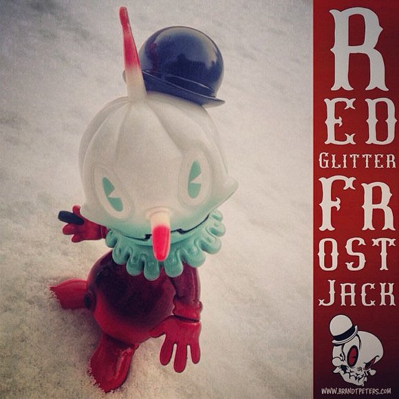 Red Glitter Frost Jack figure by Brandt Peters, produced by Tomenosuke + Circus Posterus. Front view.