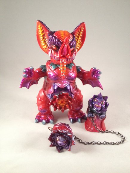 RED Mockbat figure by Paul Kaiju, produced by Paul Kaiju Toys. Front view.