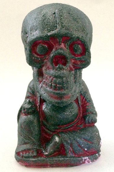 Red Textured Buddha Skull figure by Hydro74, produced by Purveyor Of Sin. Front view.