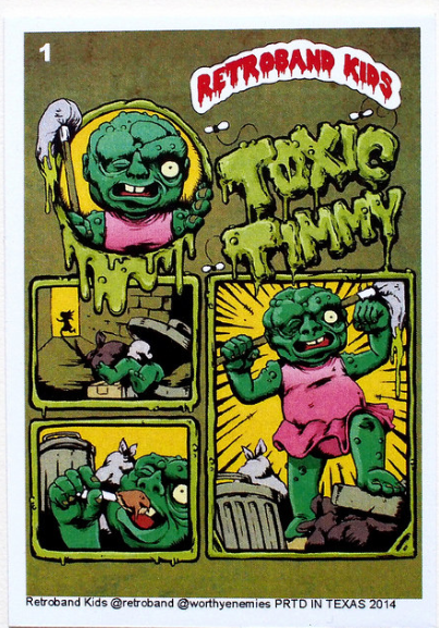 Retroband Kids -Toxic Timmy figure by Aaron Moreno, produced by Retroband. Back view.
