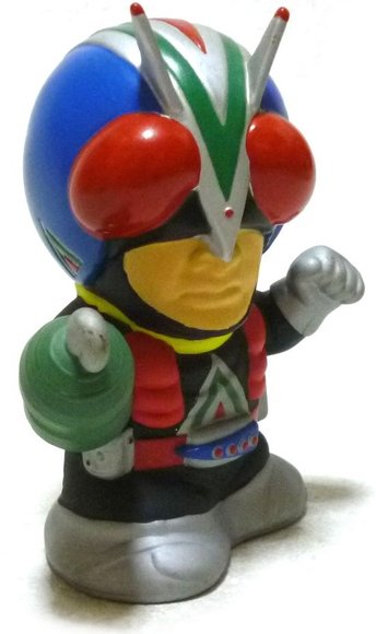 Riderman figure, produced by Banpresto. Side view.