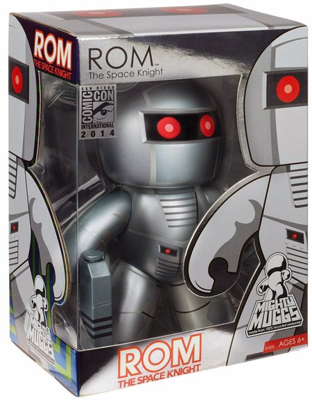 ROM: The Space Knight figure, produced by Hasbro. Packaging.