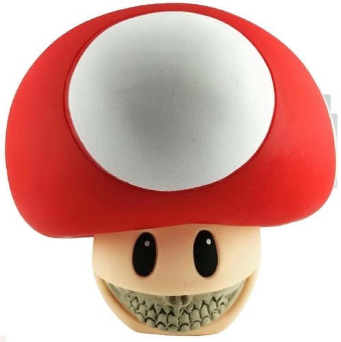 Ron English Mushroom Grin figure by Ron English, produced by Mindstyle. Front view.