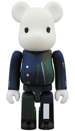 sacai 2018AW BE@RBRICK 100% figure, produced by Medicom Toy. Front view.
