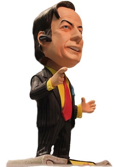 Saul Goodman - Red Tie Edition figure, produced by Mezco Toyz. Detail view.