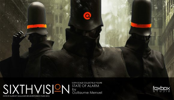 Sixthvision : State of Alarm figure by Guillaume Menuel, produced by Foxbox. Detail view.