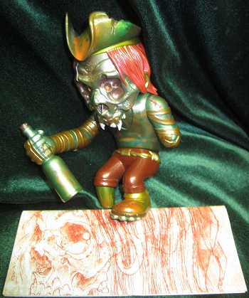 Skull Captain - Yarr Red Grrogg figure by Pushead, produced by Secret Base. Packaging.