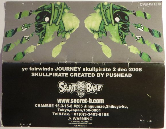 Skull Pirate - Ye Fairwinds Journey figure by Pushead, produced by Secret Base. Packaging.