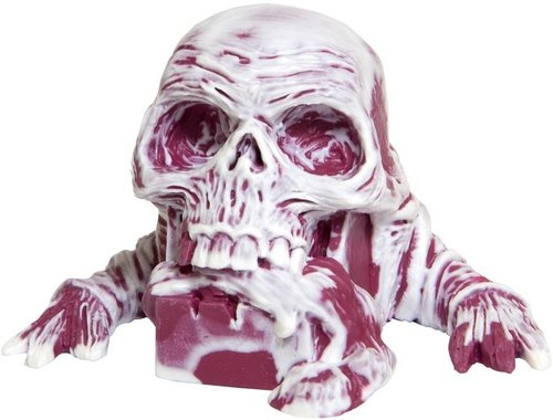 Skulor the Worm King: Marbled (Cranberry and White) figure by Joshua Sutton, produced by Dubose Art. Front view.