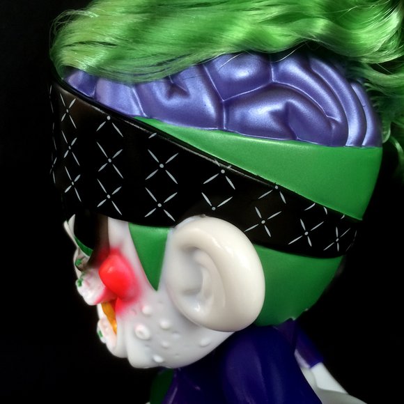 SKUM-kun Cherry Supervillain Edition figure by Knuckle X Suicidal Tendencies, produced by Blackbook Toy. Detail view.