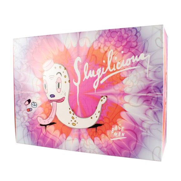 Slugilicious figure by Gary Baseman, produced by Arts Unknown. Packaging.