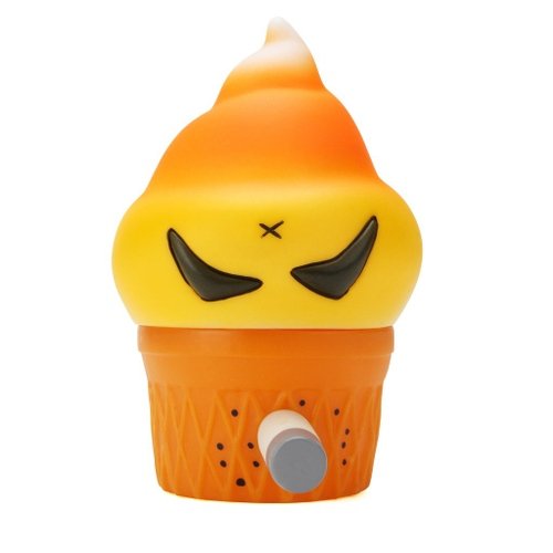 Smorkin Monger Jerome - Candy Corn figure by Frank Kozik, produced by Squibbles Ink & Rotofugi. Front view.