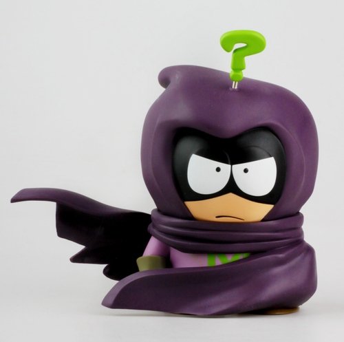 South Park The Fractured But Whole Mysterion figure by Comedy Partners, produced by Ubi Collectibles. Front view.