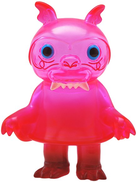 Steven the Bat - Clear Pink figure by Bwana Spoons, produced by Super7. Front view.