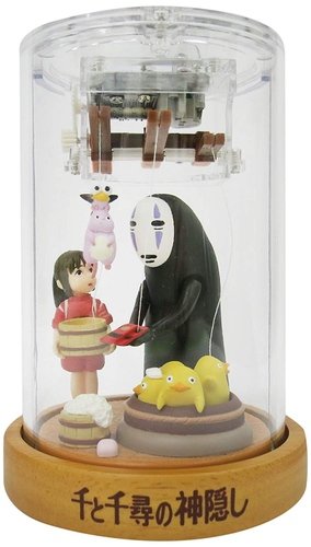 Studio Ghibli Music Box Kaonashi No-Face (Spirited Away) figure by Hayao Miyazaki, produced by Sekiguchi Corporation. Front view.